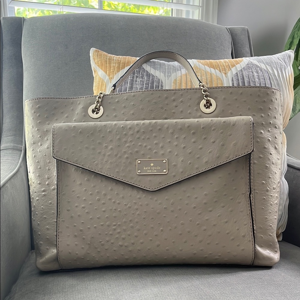 Kate Spade A La Vita Halsey Ostrich Embossed Shoulder Bag
